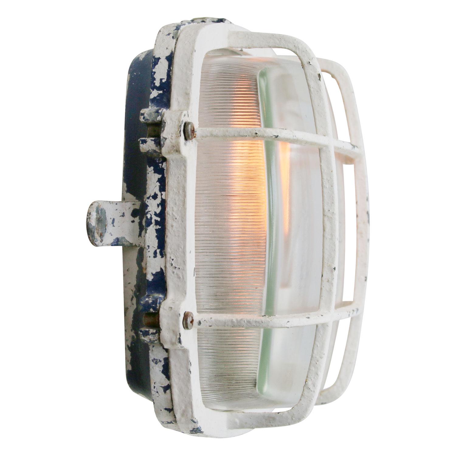 Spanish Industrial wall or ceiling lamp made by ‘BJC’
cast aluminium, clear striped glass

Weight: 3.20 kg / 7.1 lb

Priced per individual item. All lamps have been made suitable by international standards for incandescent light bulbs,