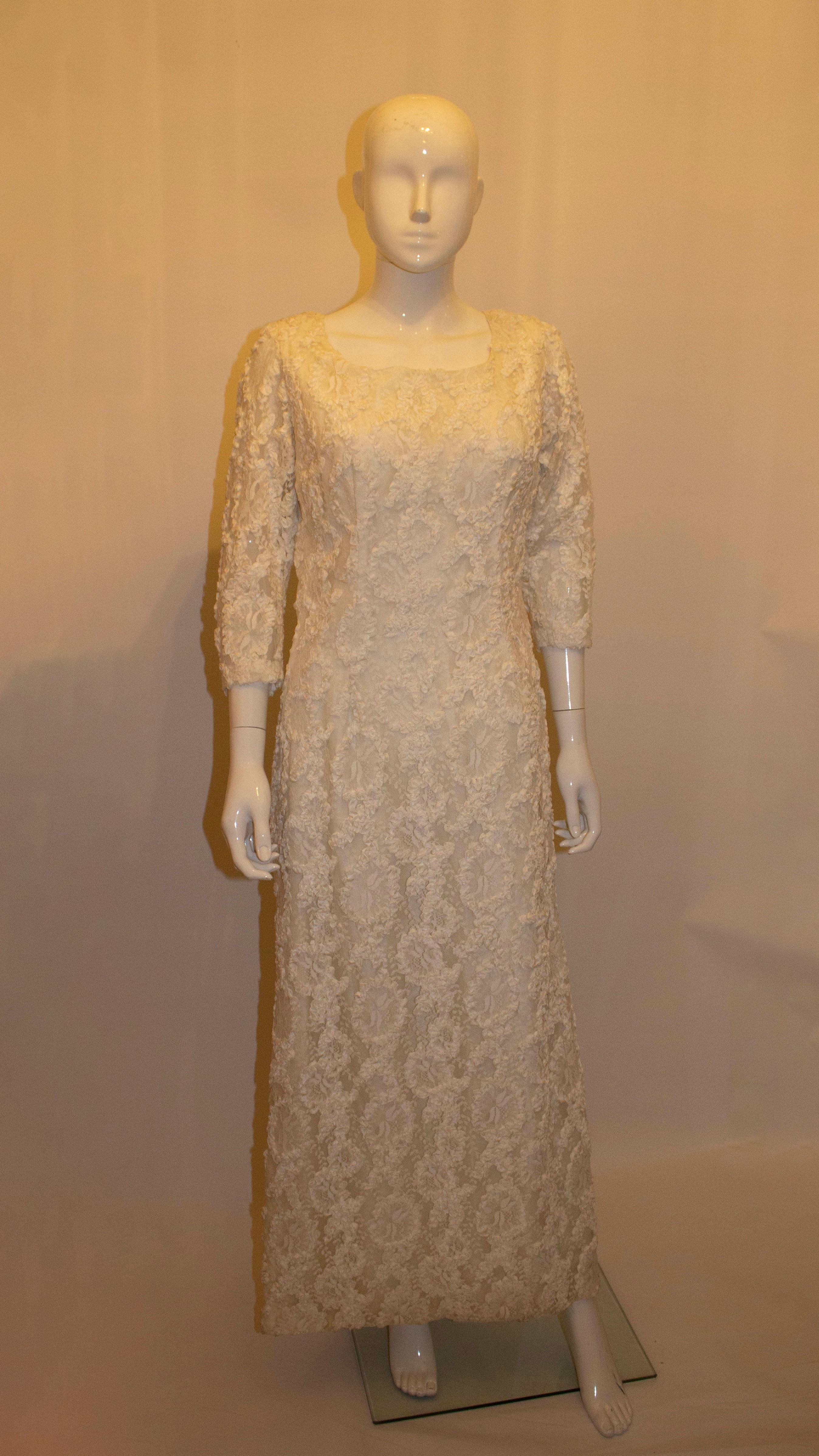 White Vintage Ribbon Work Dress In New Condition For Sale In London, GB