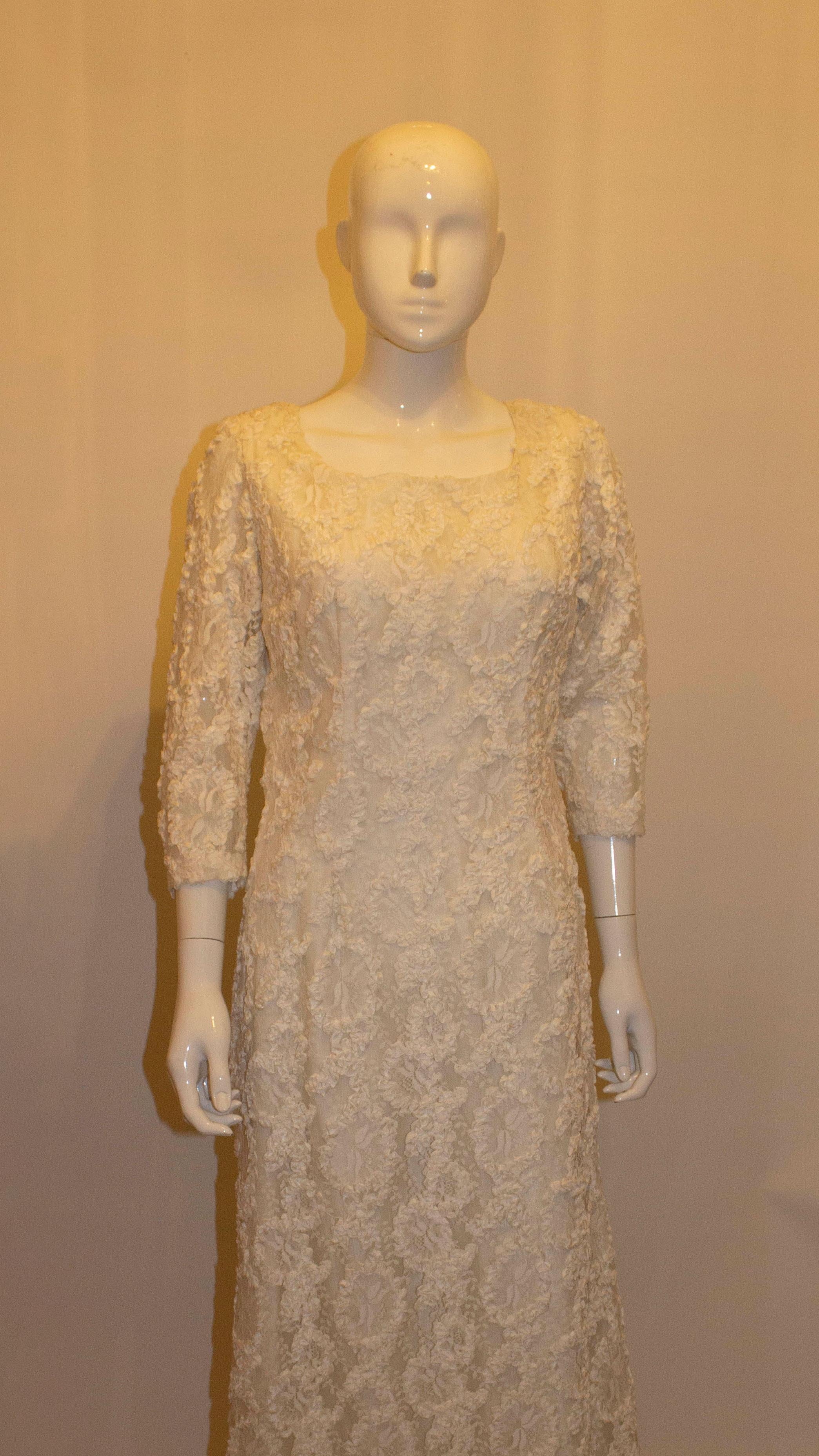 Women's White Vintage Ribbon Work Dress For Sale