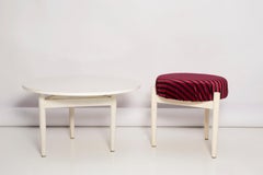 White Vintage Stool and Coffee Table, Denmark, 1960