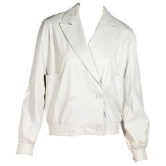White Vintage Valentino Leather Jacket