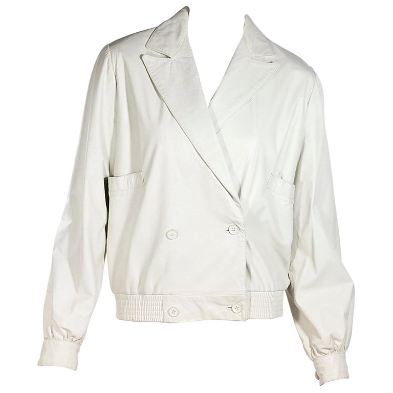 White Vintage Valentino Leather Jacket at 1stDibs