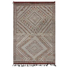 Marokkanischer Zayane-Kelim-Teppich aus weißem Weiß im Vintage-Stil mit geometrischem Muster, von Rug & Kili