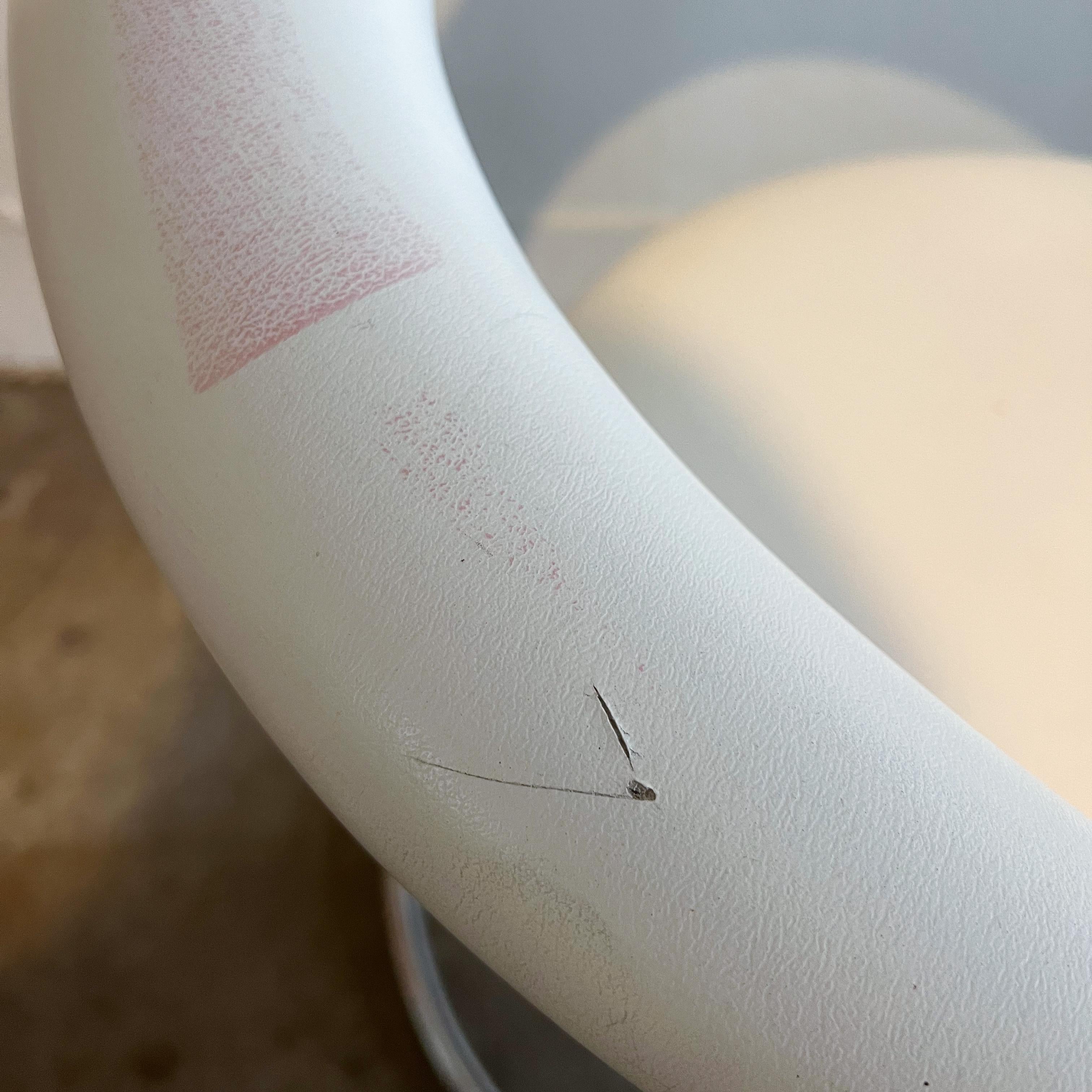 Freischwinger-Stuhl aus weißem Vinyl und Chrom, Modell SS33 im Angebot 1