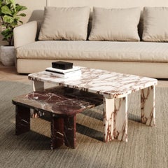 White Viola Marble Rectangular Coffee Table