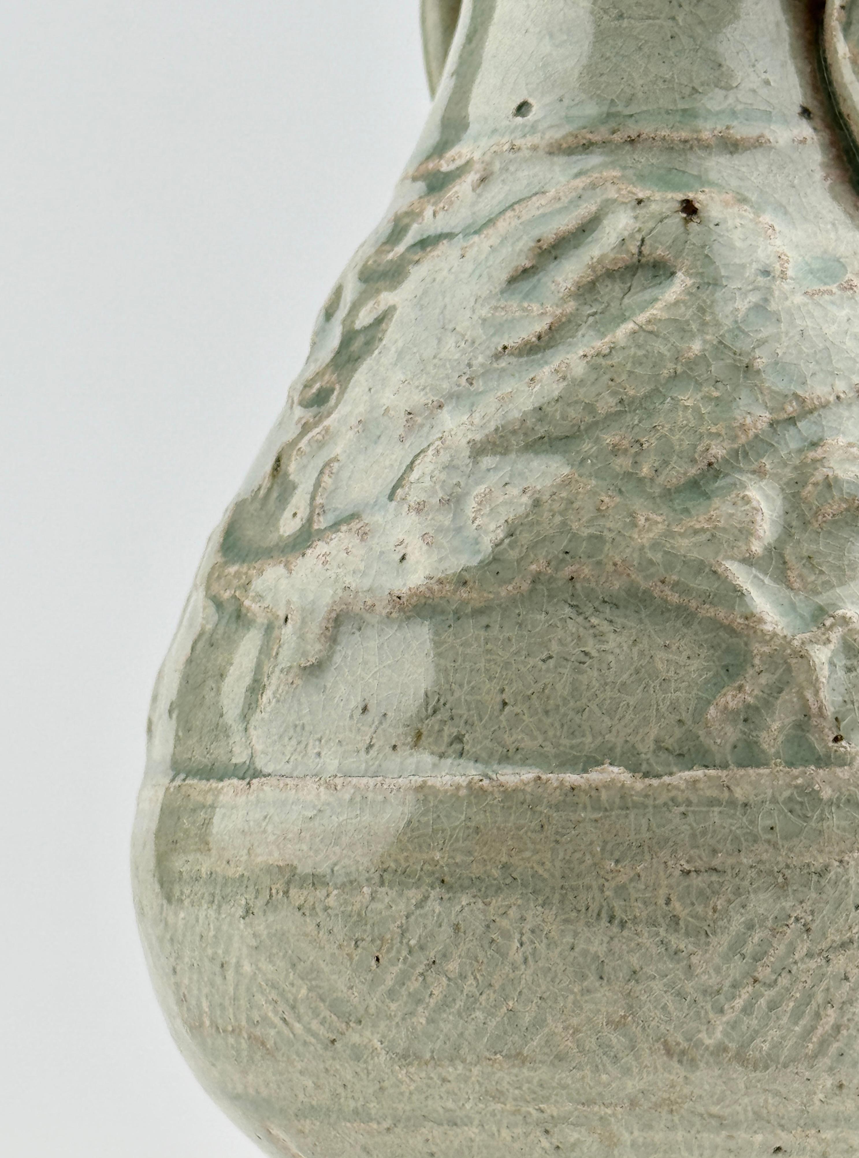 18th Century and Earlier White Ware with two dragons, Yuan Dynasty, 13-14th century For Sale