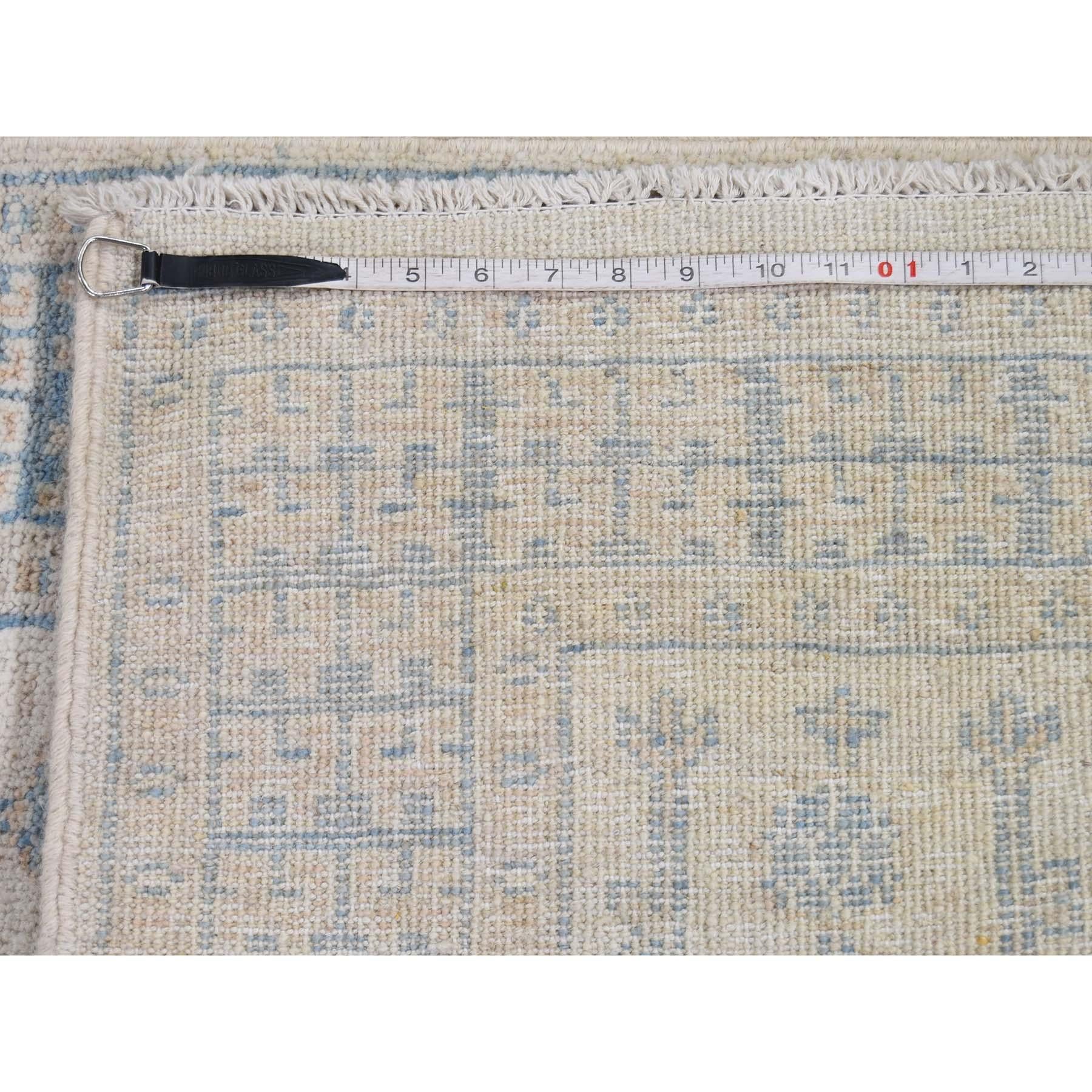 White Wash Khotan with Pomegranate Design Runner Hand Knotted Rug 5