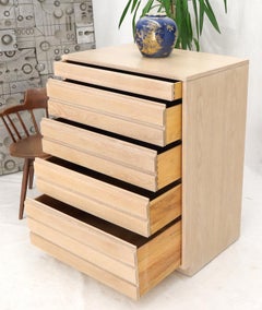 White Wash Oak Finish Mid-Century Modern High Chest Dresser by Slight
