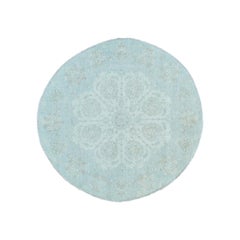 White Wash Oushak Round Hand Knotted Oriental Rug