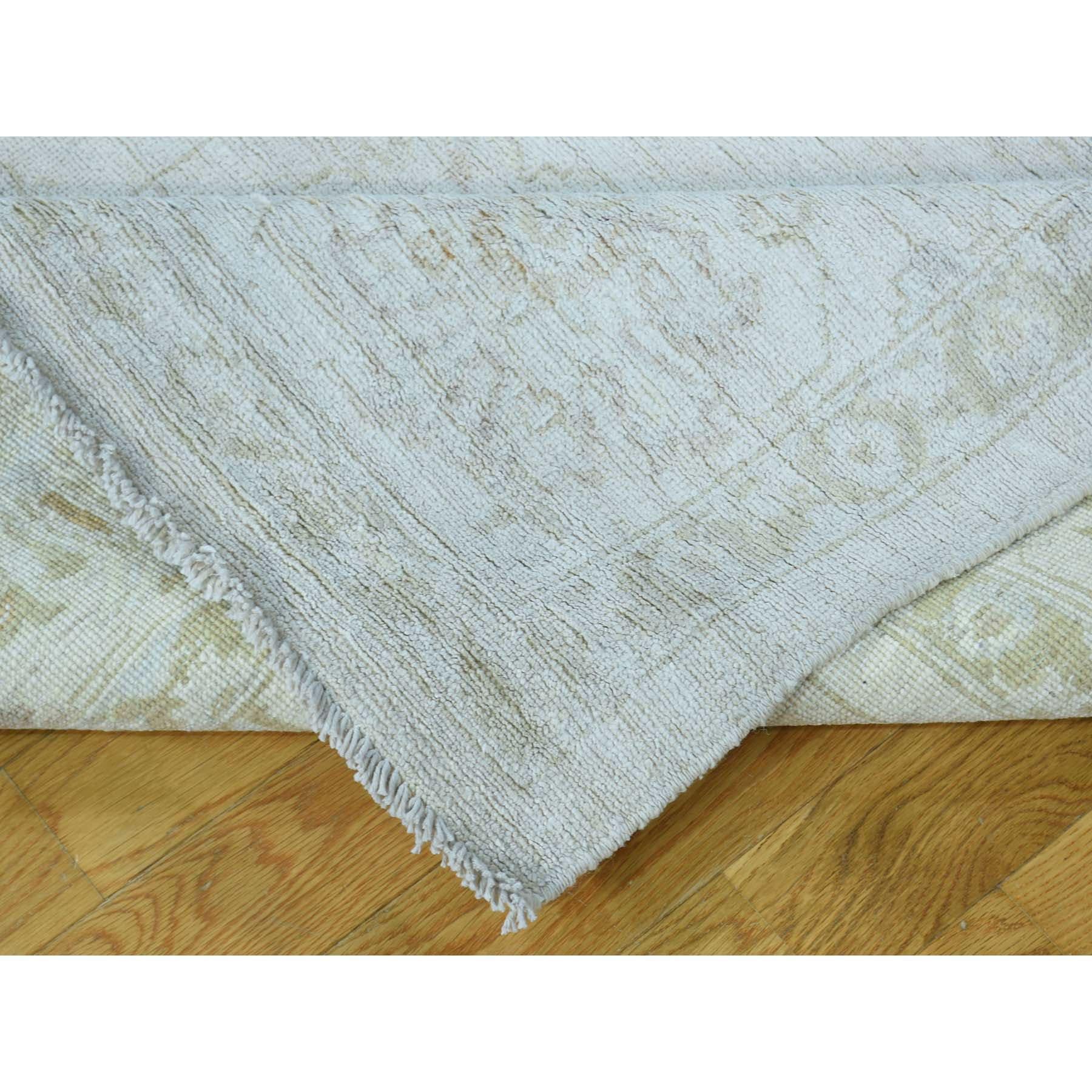Contemporary White Wash Peshawar Hand Knotted Pure Wool Oriental Rug