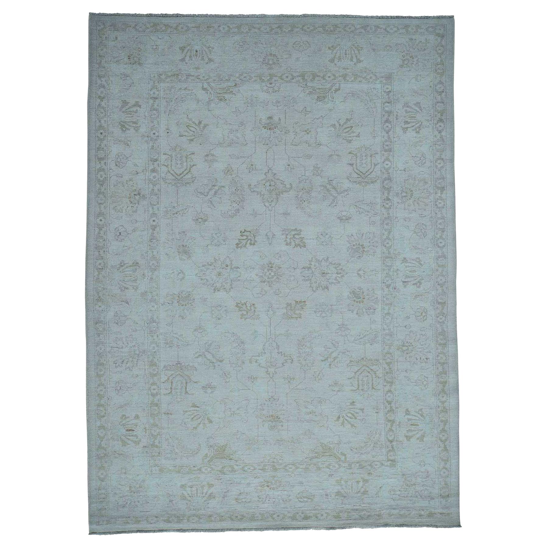 White Wash Peshawar Hand Knotted Pure Wool Oriental Rug