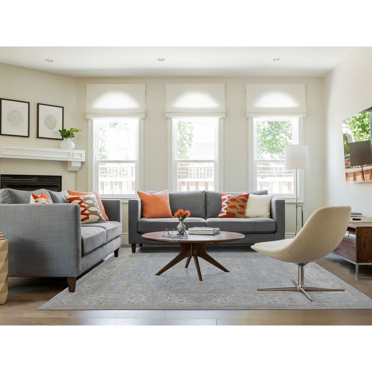 White Wash Peshawar Pure Wool Hand Knotted Oriental Rug at 1stDibs