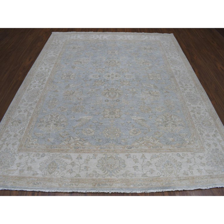 White Wash Peshawar Pure Wool Hand Knotted Oriental Rug at 1stDibs