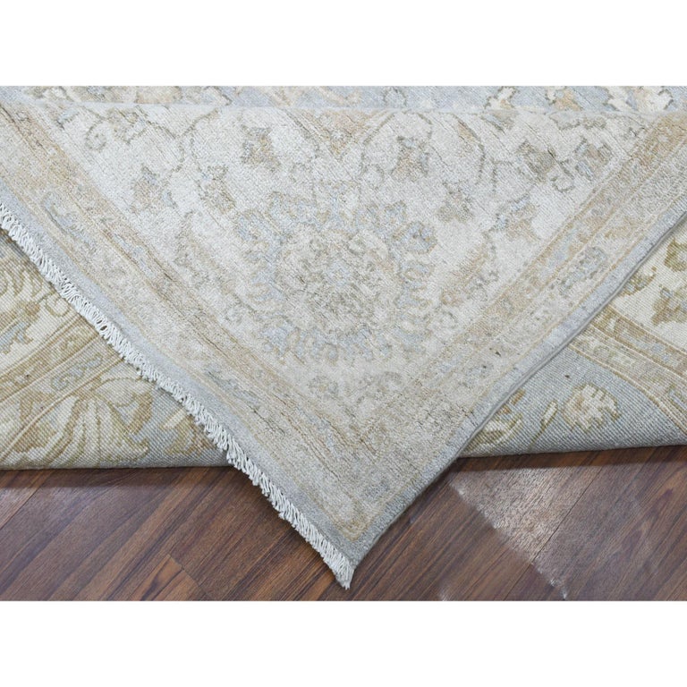 White Wash Peshawar Pure Wool Hand Knotted Oriental Rug at 1stDibs