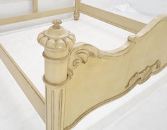 White Wash Pickled Finish Carved Spanish Colonial King Size Bed Headboard MINT