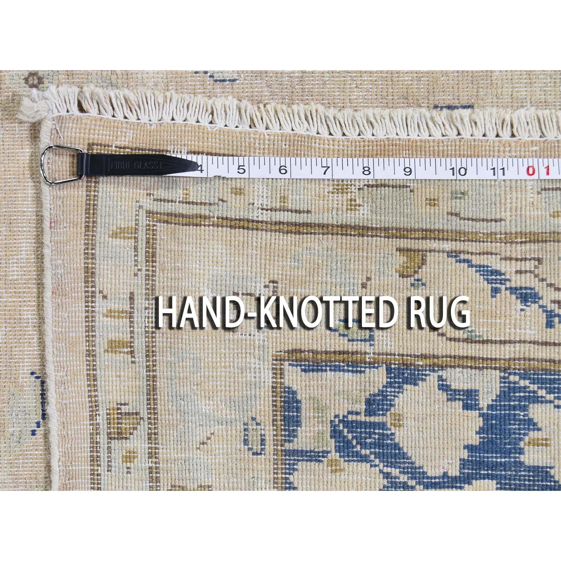 White Wash Zero Pile Kerman Pure Wool hand-knotted Oriental Rug , 10'0