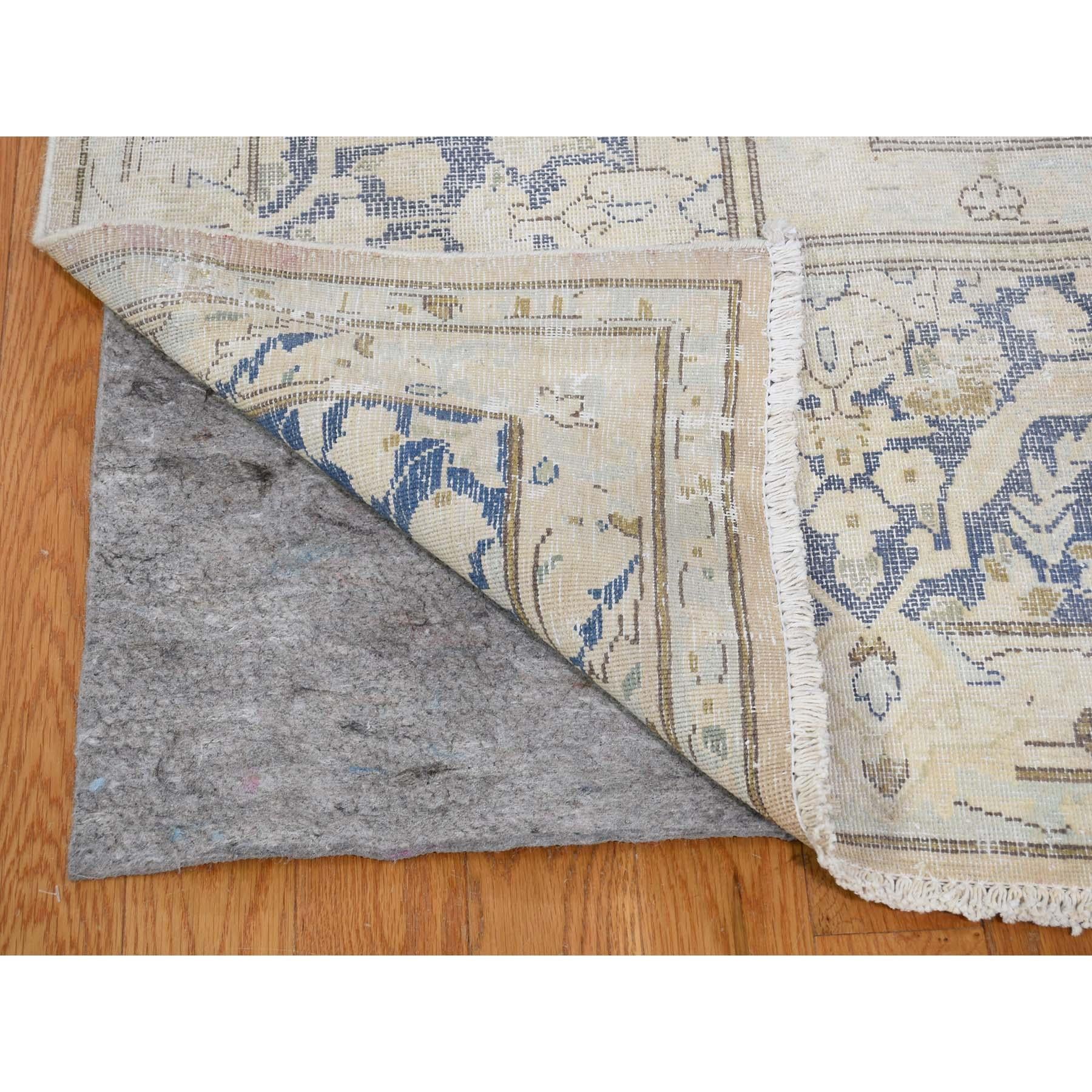 Hand-Knotted White Wash Zero Pile Kerman Pure Wool hand-knotted Oriental Rug , 10'0