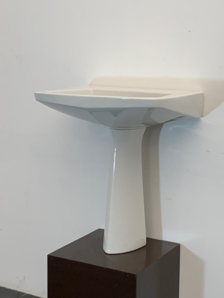 White Washbasin with One Line Column by Gio Ponti for Ideal Standard, 1953 For Sale 5