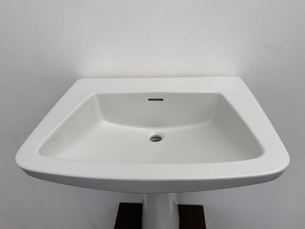 Mid-20th Century White Washbasin with One Line Column by Gio Ponti for Ideal Standard, 1953 For Sale