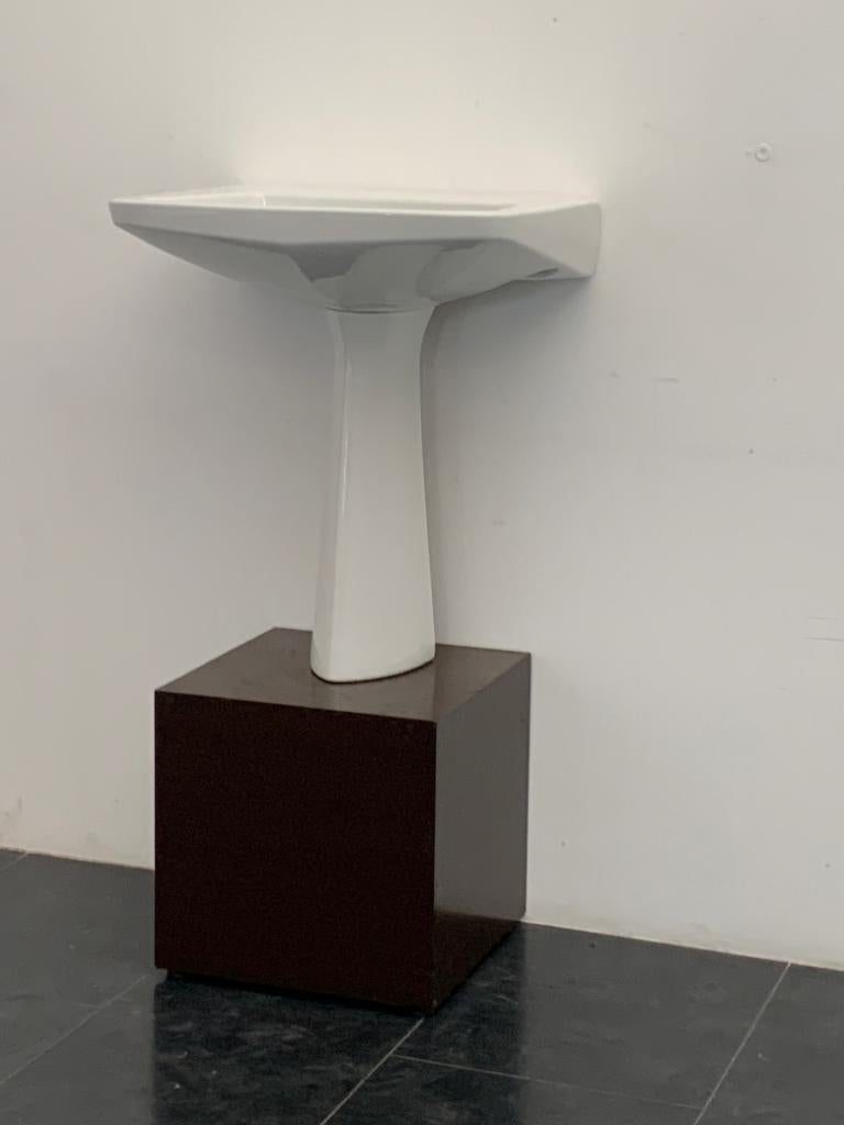 White Washbasin with One Line Column by Gio Ponti for Ideal Standard, 1953 For Sale 3