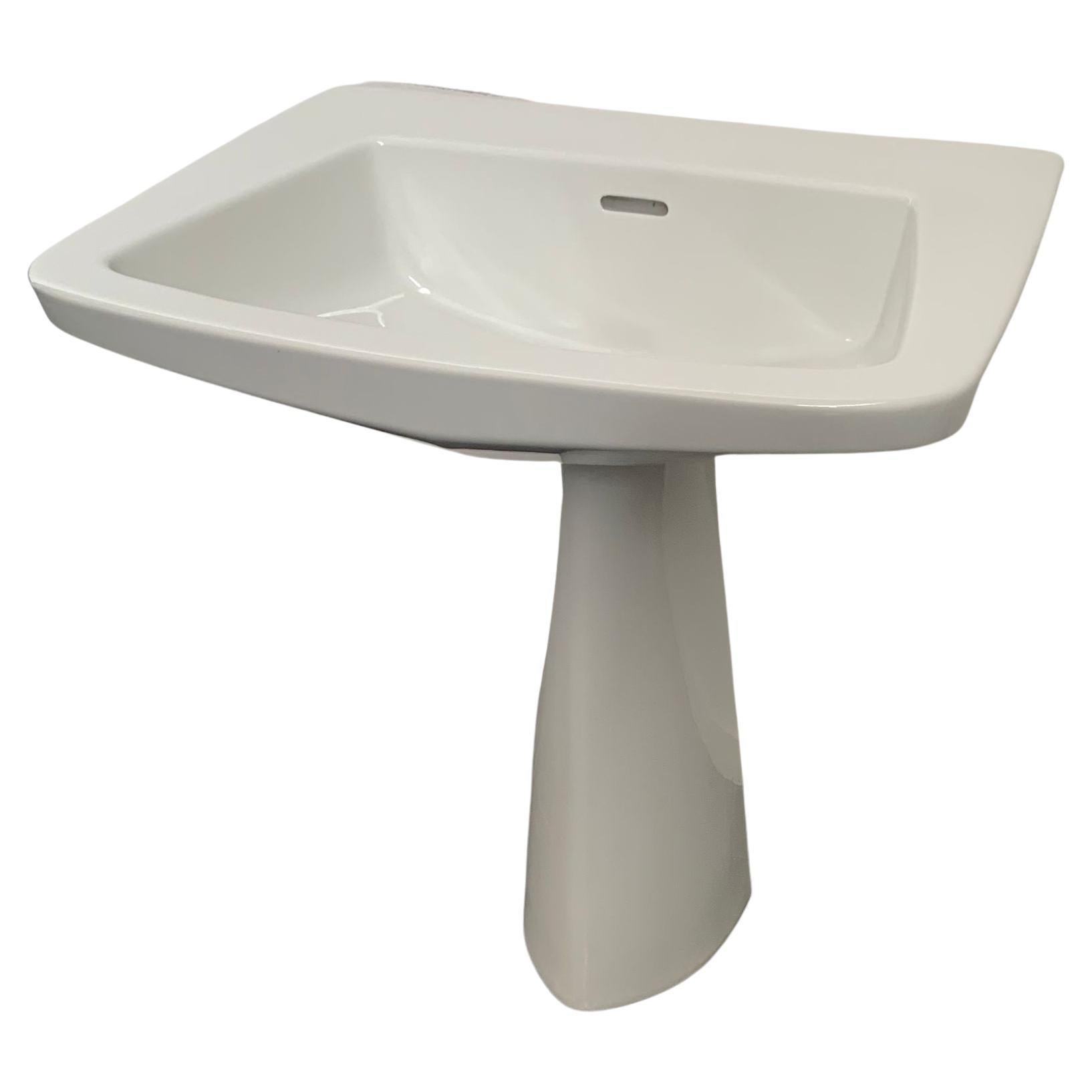 White Washbasin with One Line Column by Gio Ponti for Ideal Standard, 1953 For Sale