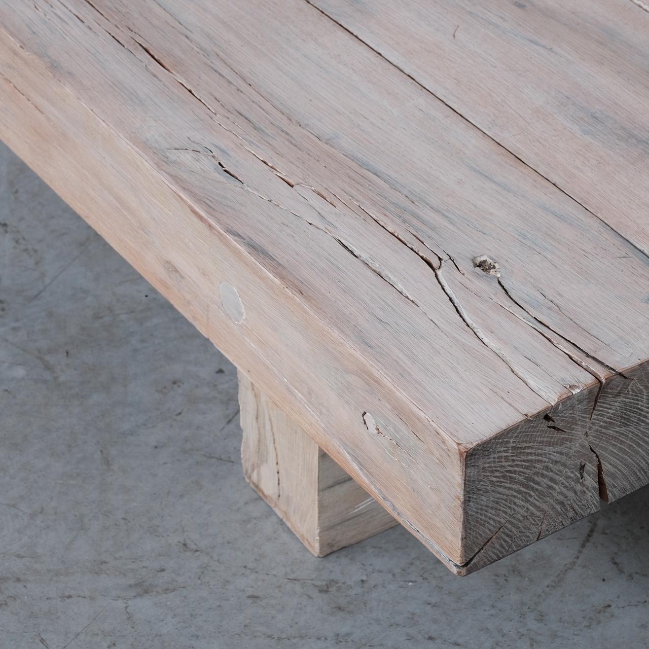 20th Century White Washed Brutalist Sleeper Mid-Century Coffee Table