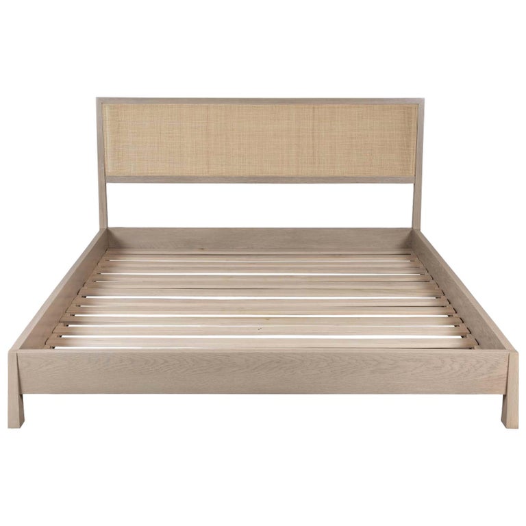 White Washed Oak Caned Bed By Lawson, White California King Bed Frame