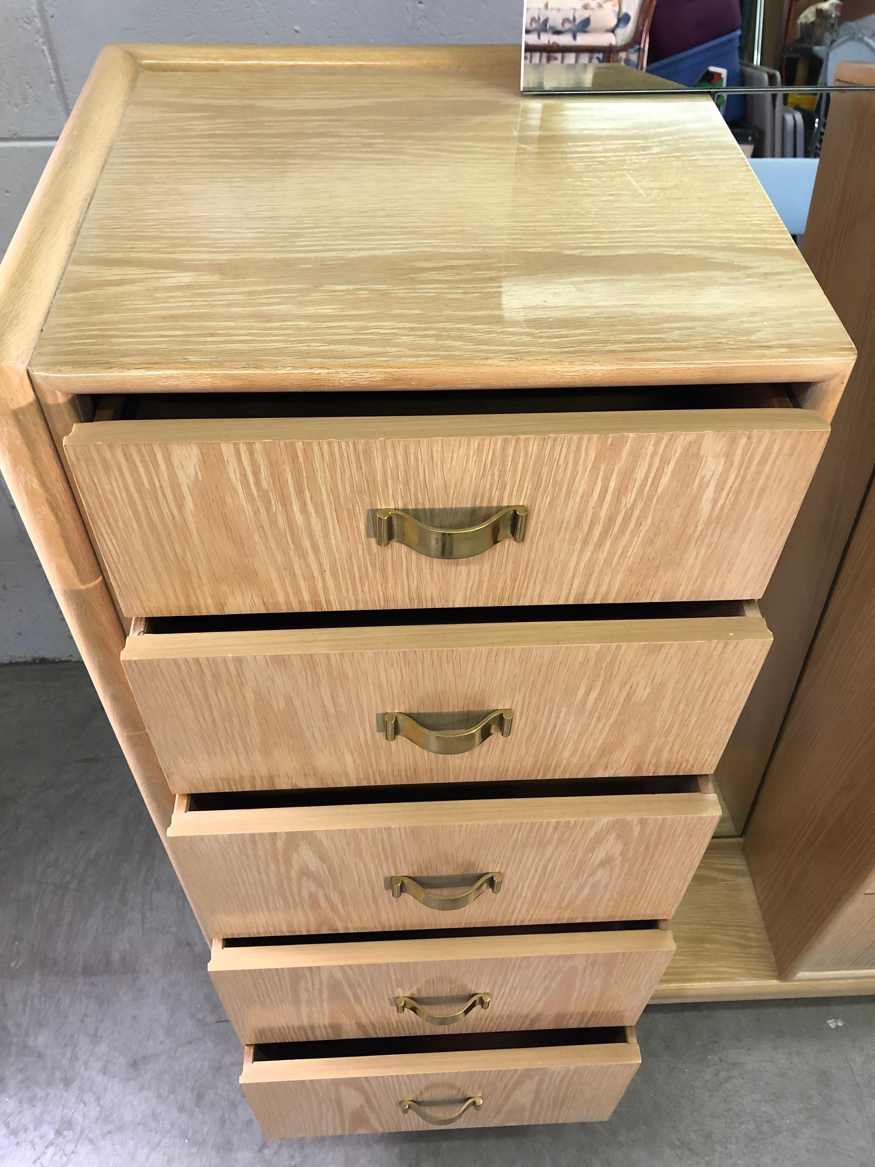 White Washed Oak Dresser with Mirror by Century Furniture For Sale at
