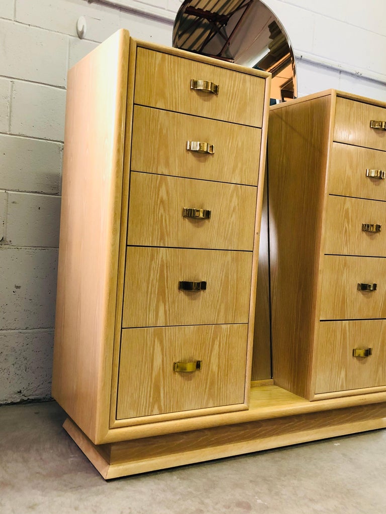 White Washed Oak Dresser with Mirror by Century Furniture For Sale at