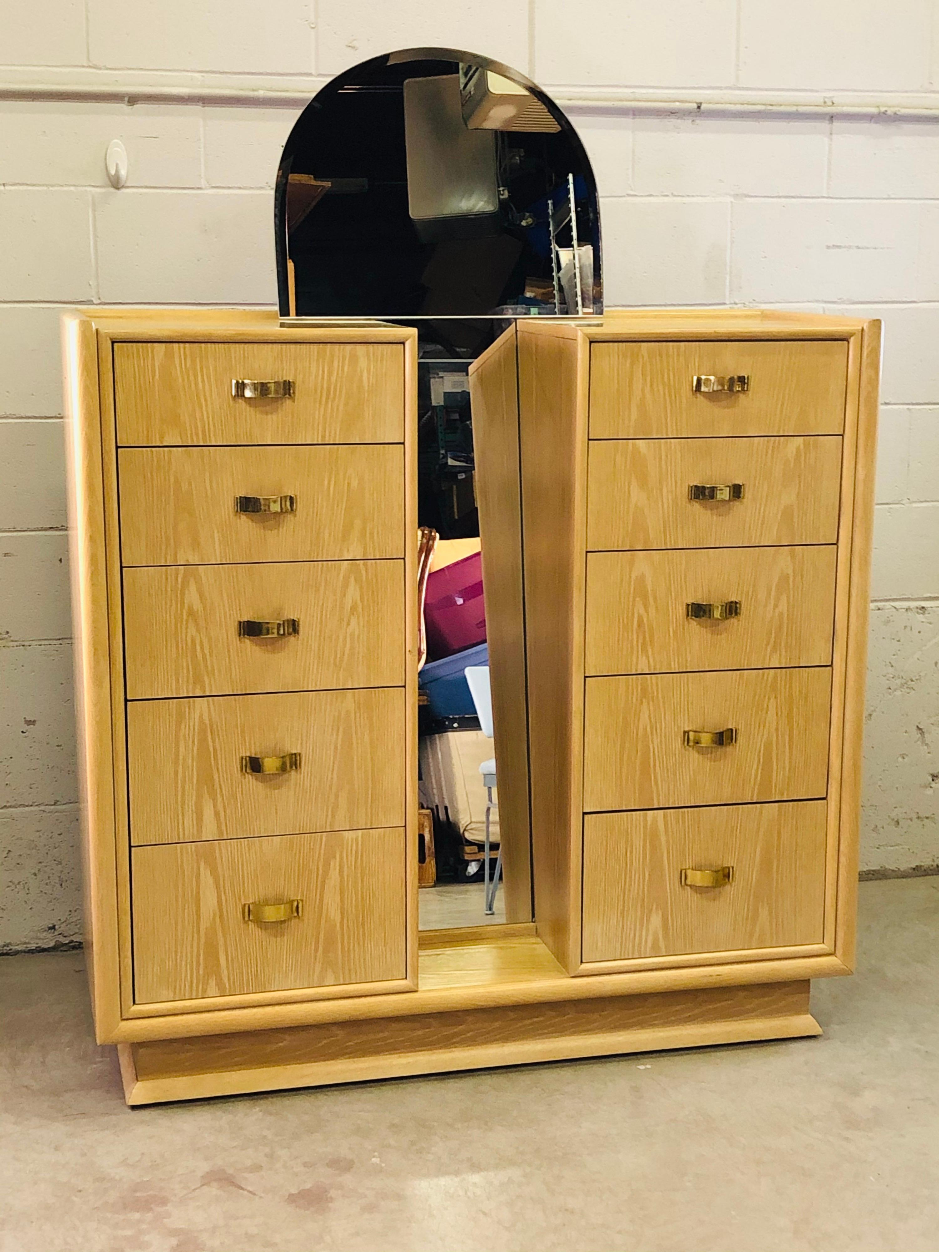 White Washed Oak Dresser with Mirror by Century Furniture For Sale 2