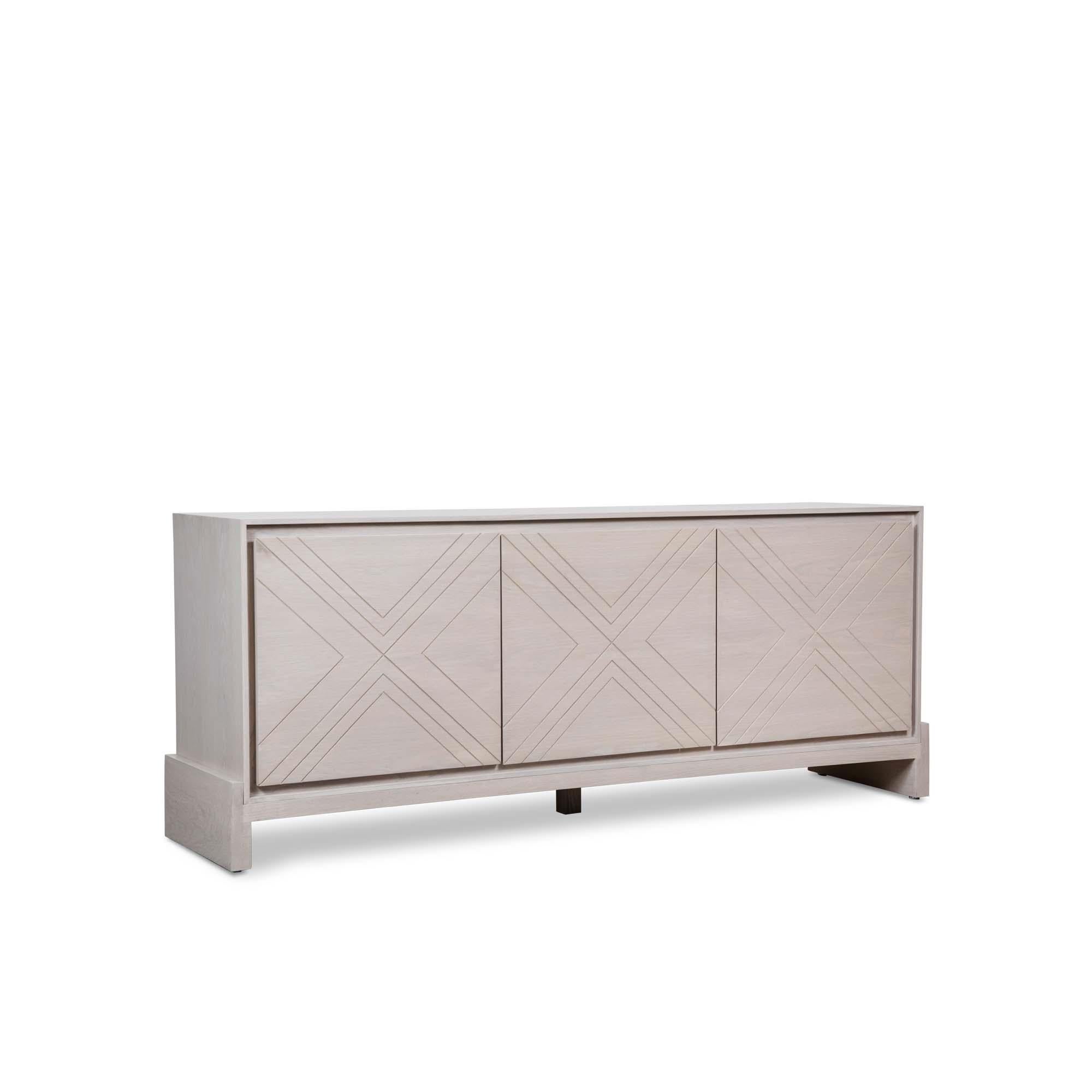 Mid-Century Modern White Washed Oak Platform Cabinet by Lawson-Fenning For Sale