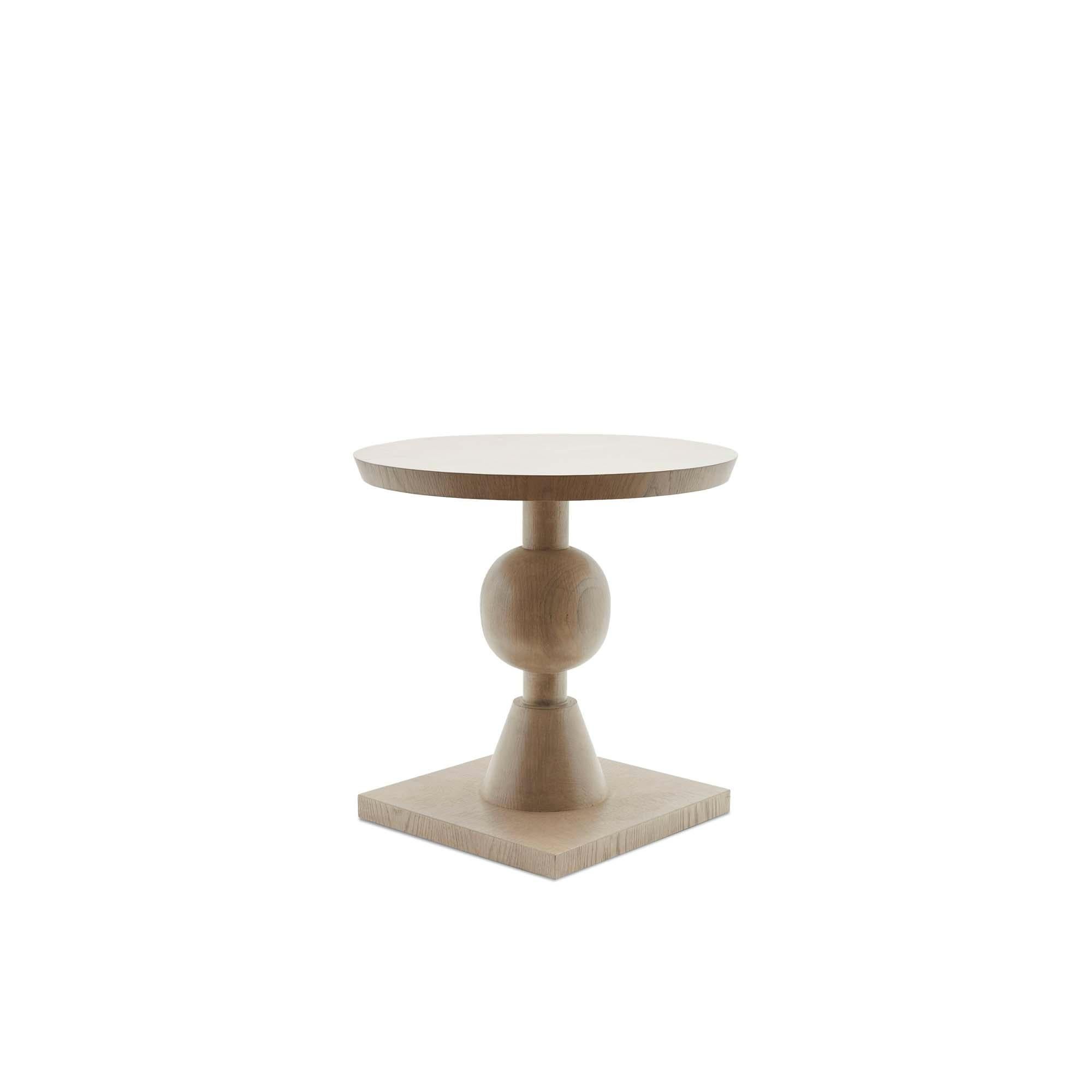 White washed oak sur table by Lawson-Fenning. The Sur Table features a series of geometric shapes stacked on top of each other with solid wood details. Available in American walnut or white oak.

The Lawson-Fenning Collection is designed and