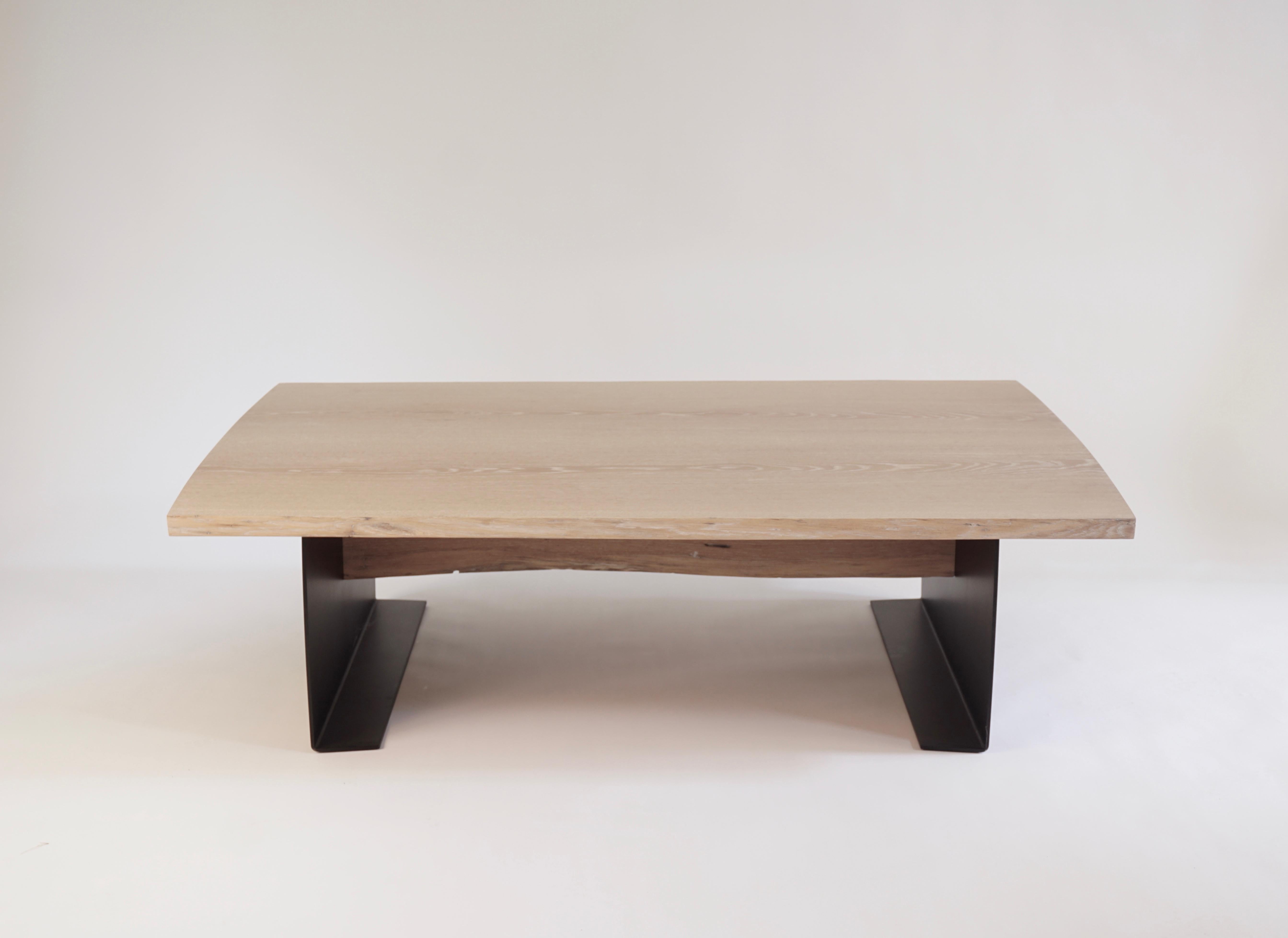 White Washed Oak Trestle Coffee Table For Sale 5