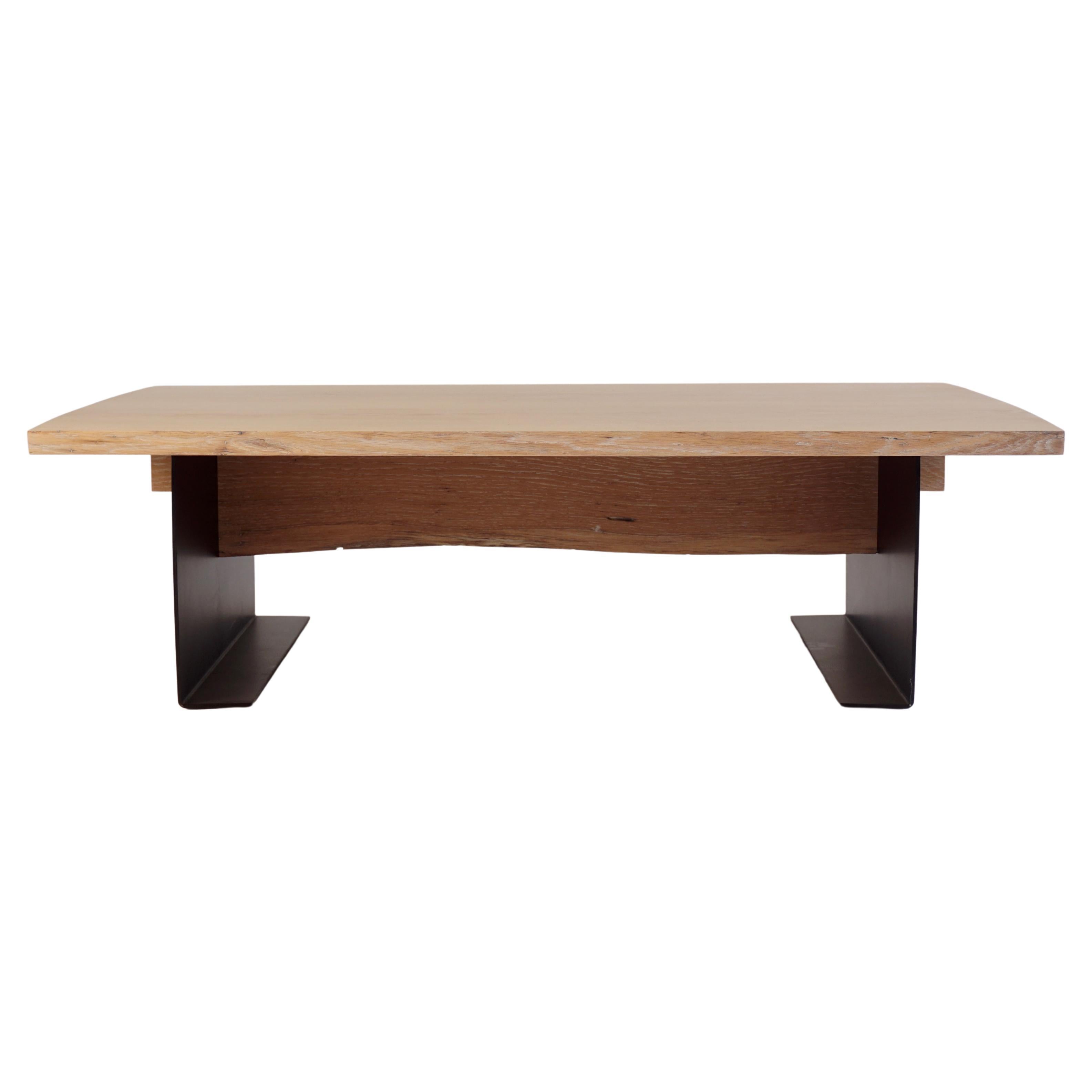 White Washed Oak Trestle Coffee Table For Sale