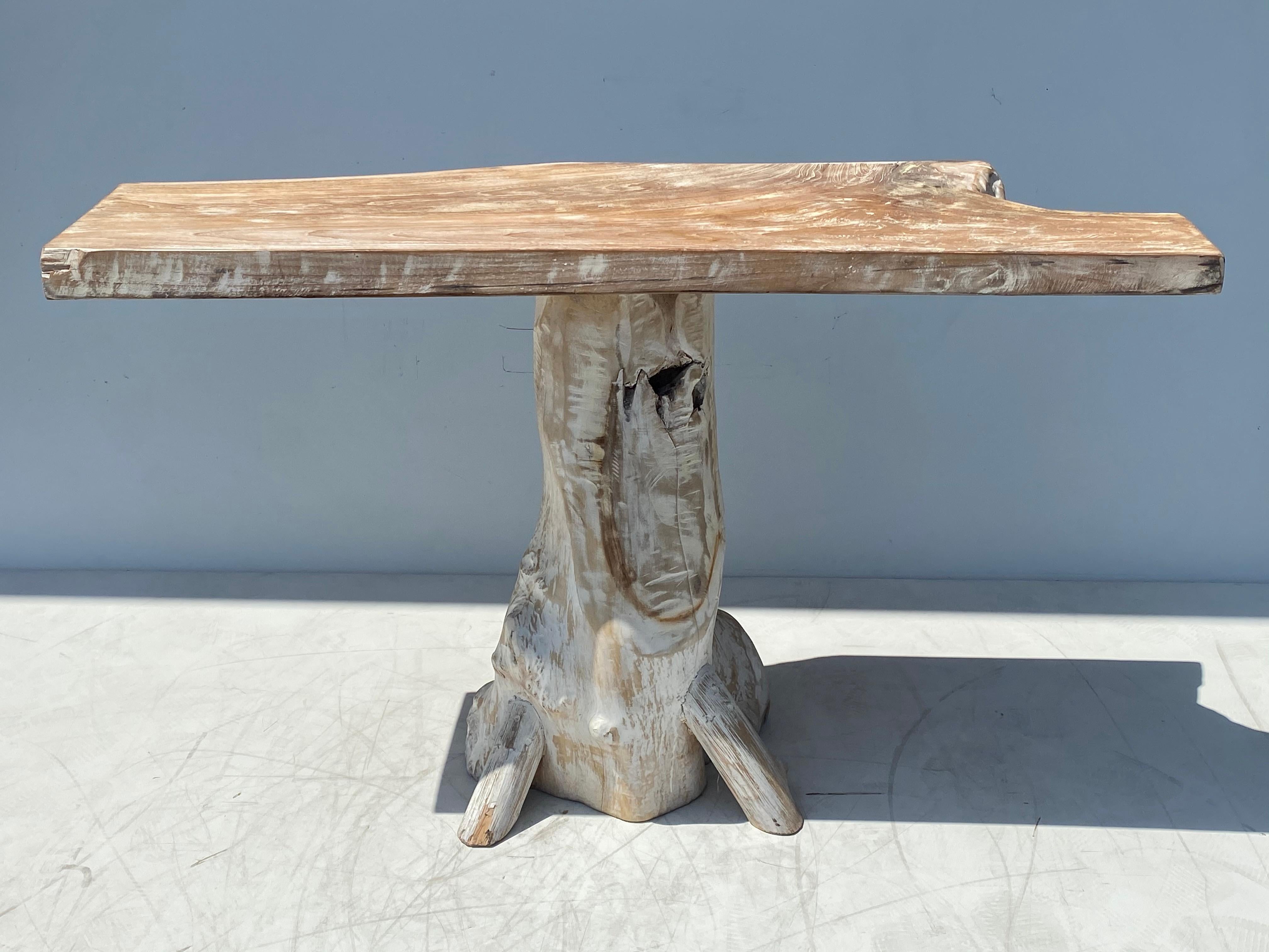 White Washed Teak Root Console Table 9