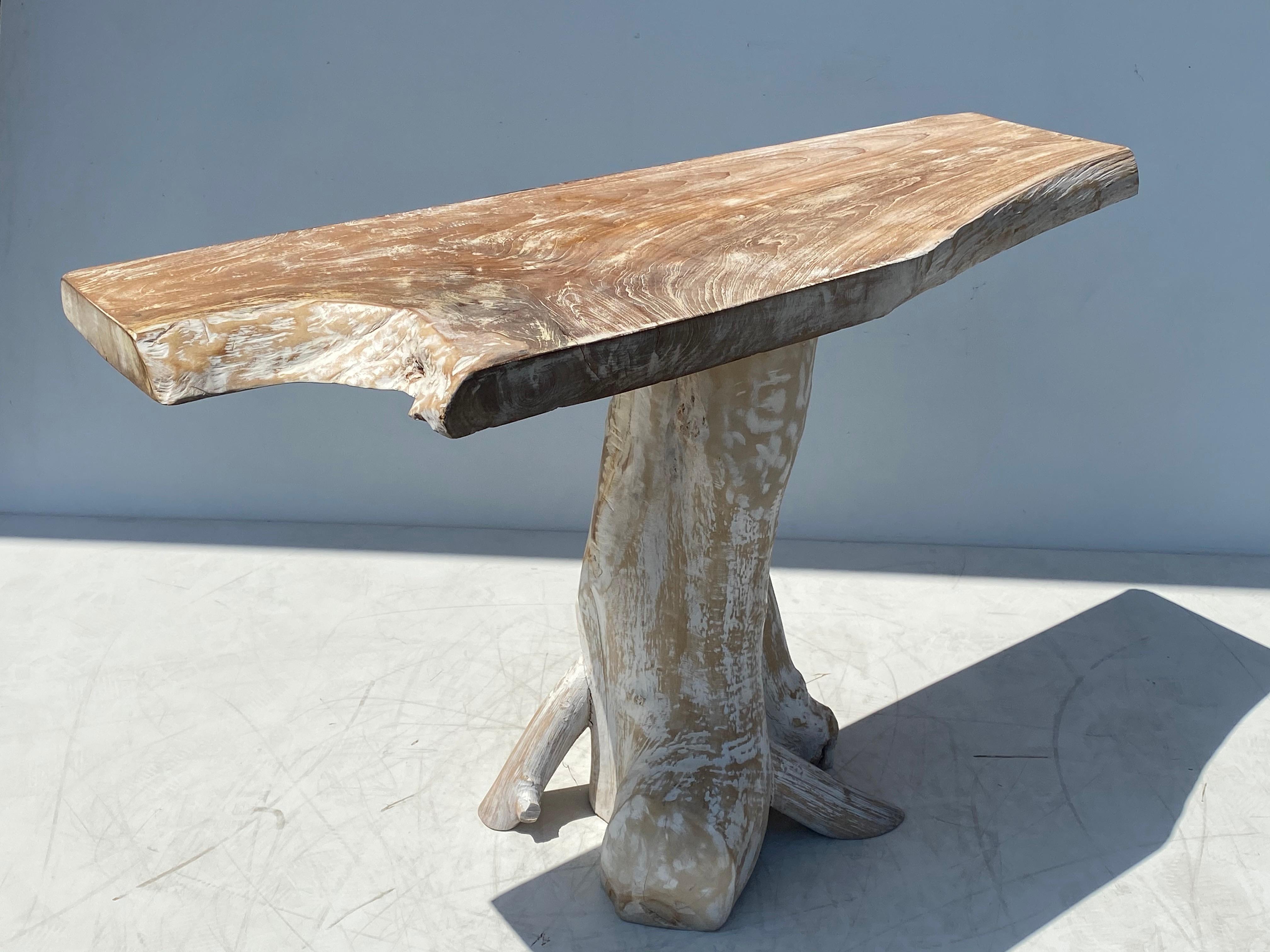 White Washed Teak Root Console Table 3