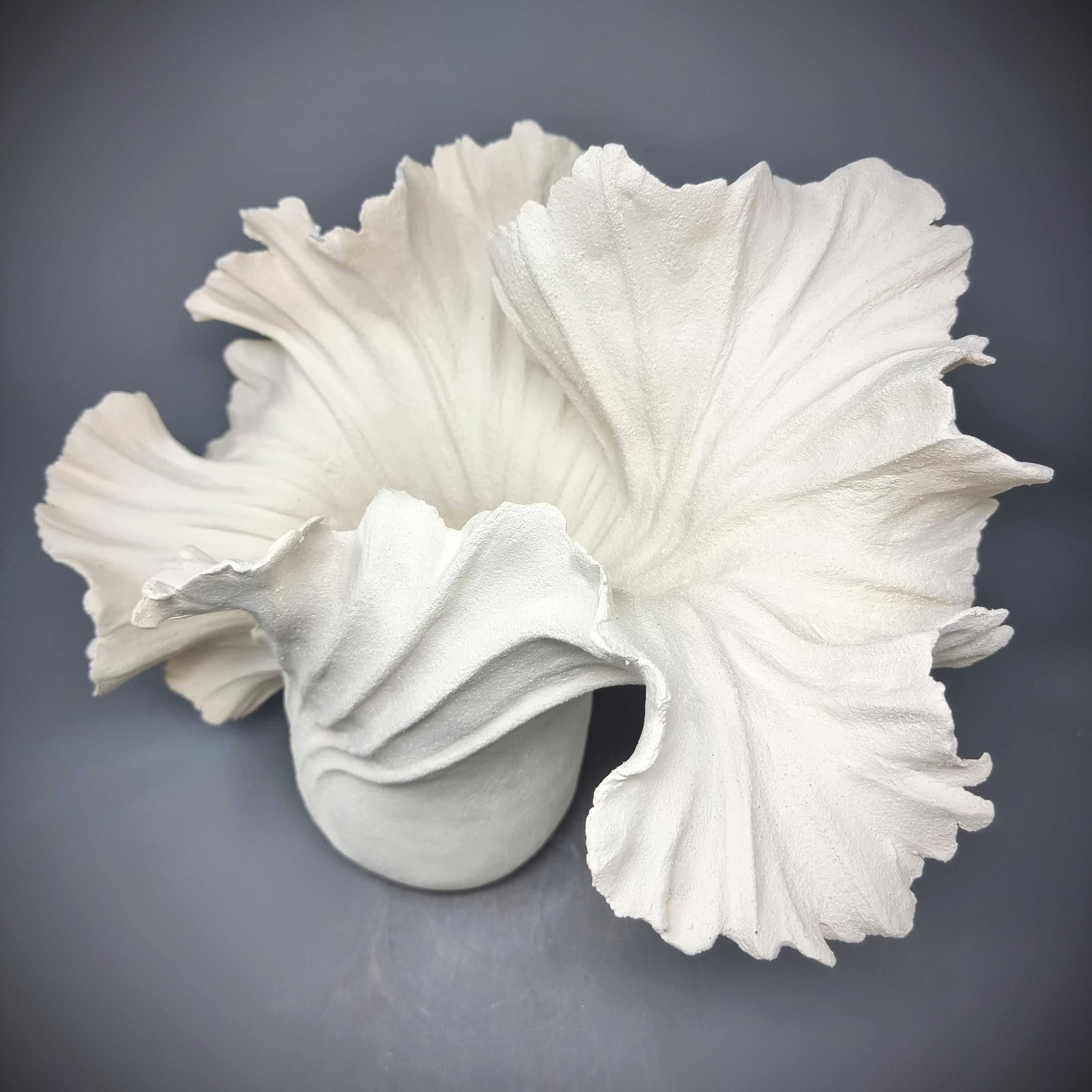 Danish White Wave Stoneware  Sculpture // 197 For Sale