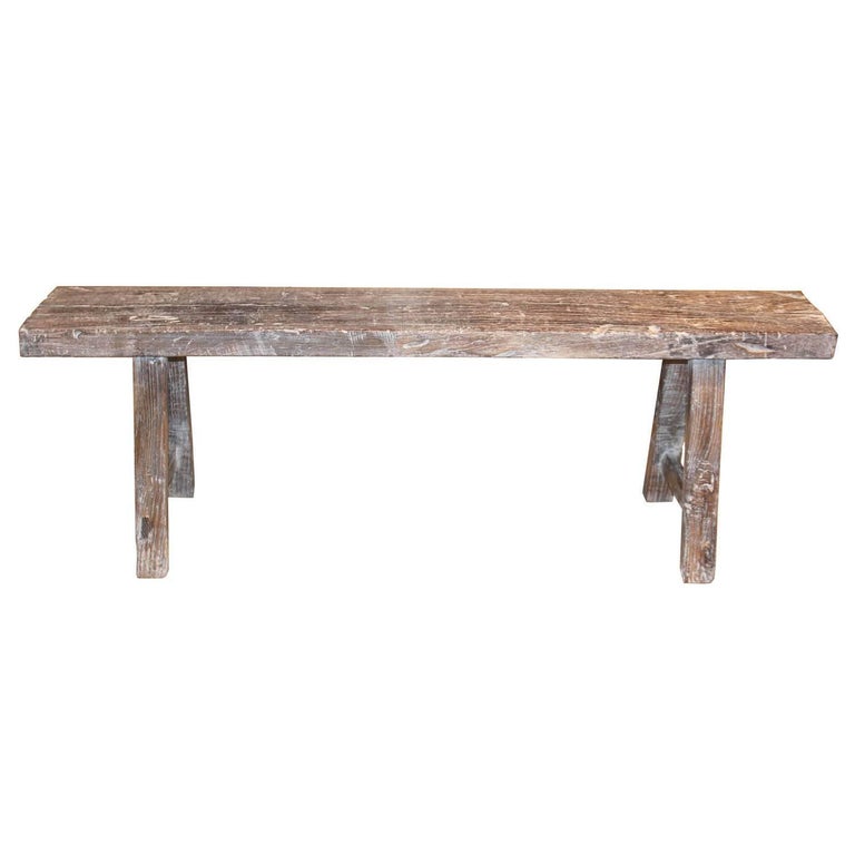 White Waxed Elm Bench For Sale At 1stdibs