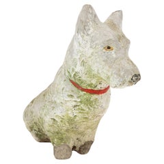 Used White Westie Dog Garden Ornament Reconstituted Stone, English Mid 20th C.