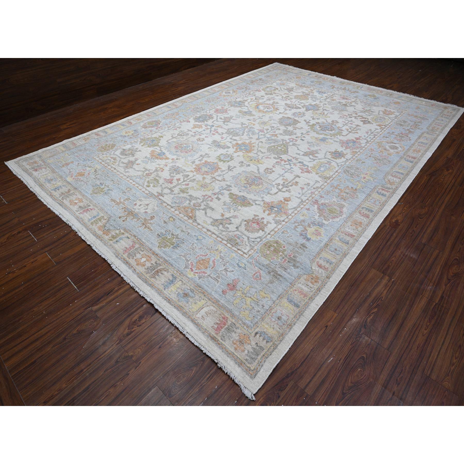 Weiß Whisper Hand geknüpft Wolle Afghan Angora Oushak Orientteppich 9'9