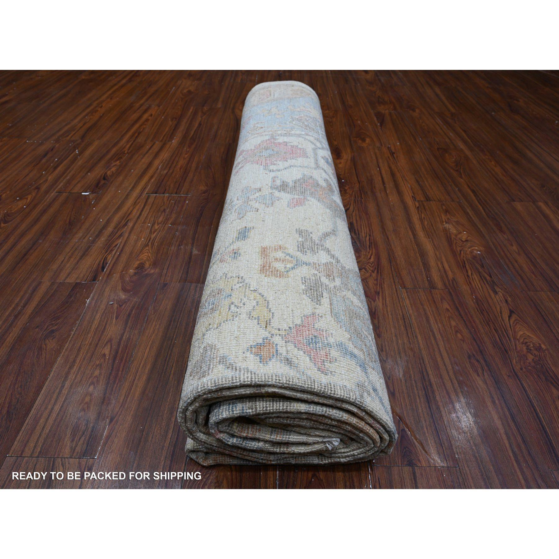 Weiß Whisper Hand geknüpft Wolle Afghan Angora Oushak Orientteppich 9'9