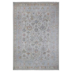 White Whisper Tappeto orientale afgano in lana angora Oushak annodato a mano 9'9" x 14'2"