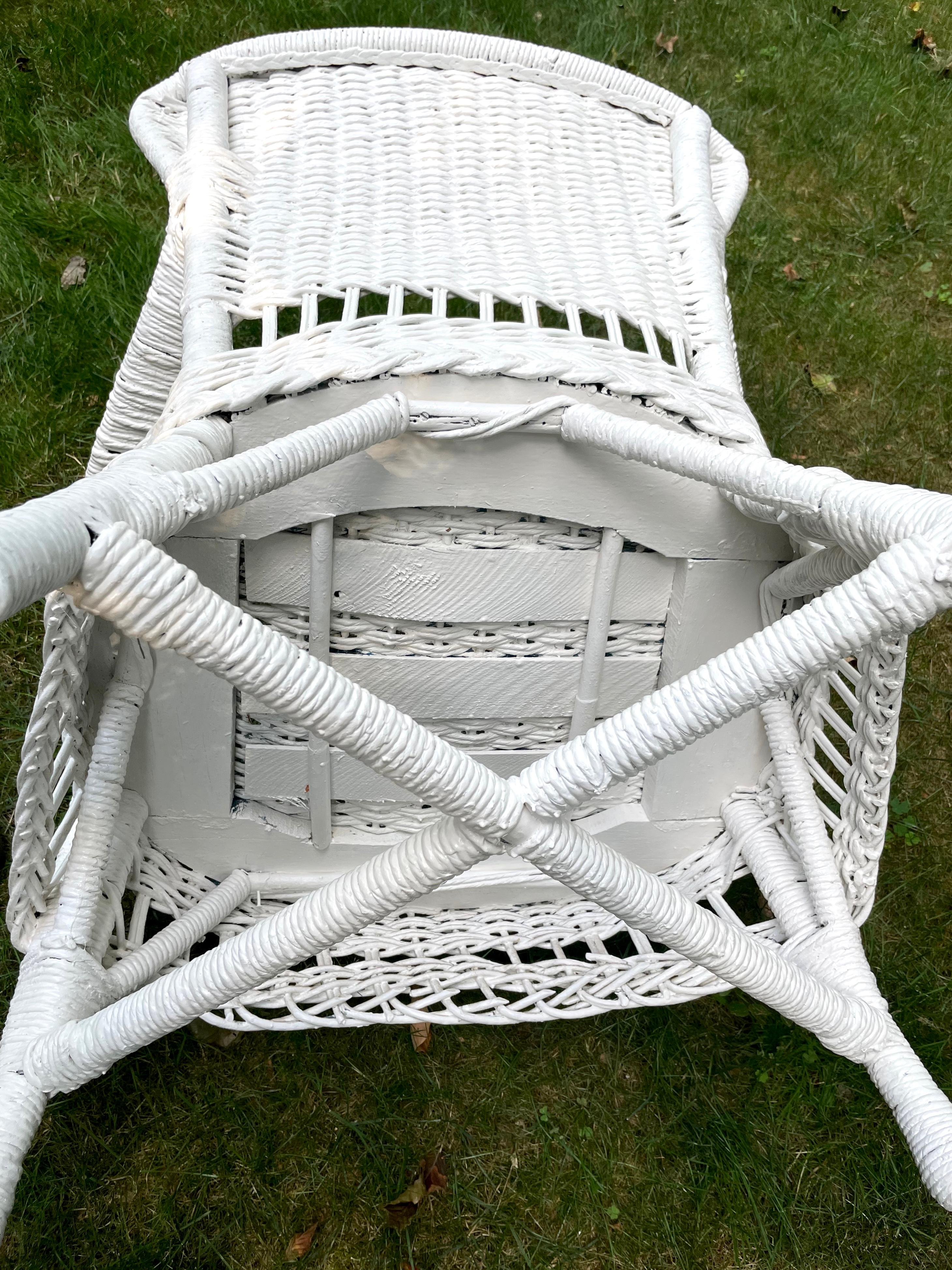 American White Wicker Armchair For Sale