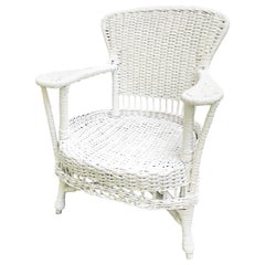 Used White Wicker Armchair