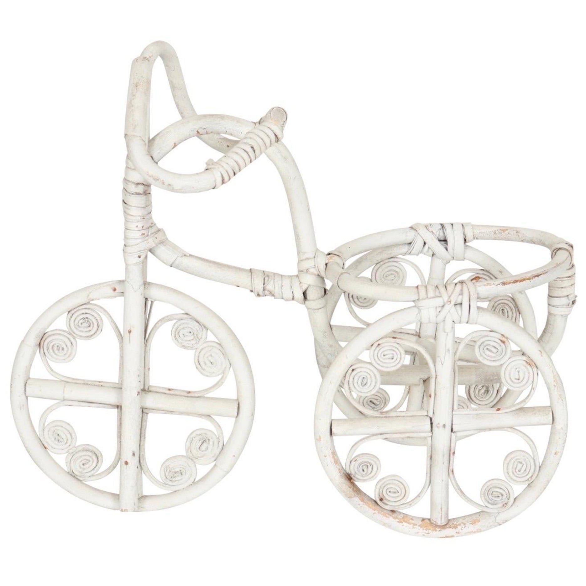 Bicycle-Pflanzgefäßständer aus weißem Korbweide im Angebot