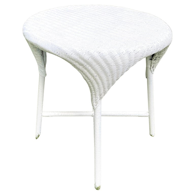 White Wicker Center Side Table For Sale at 1stDibs