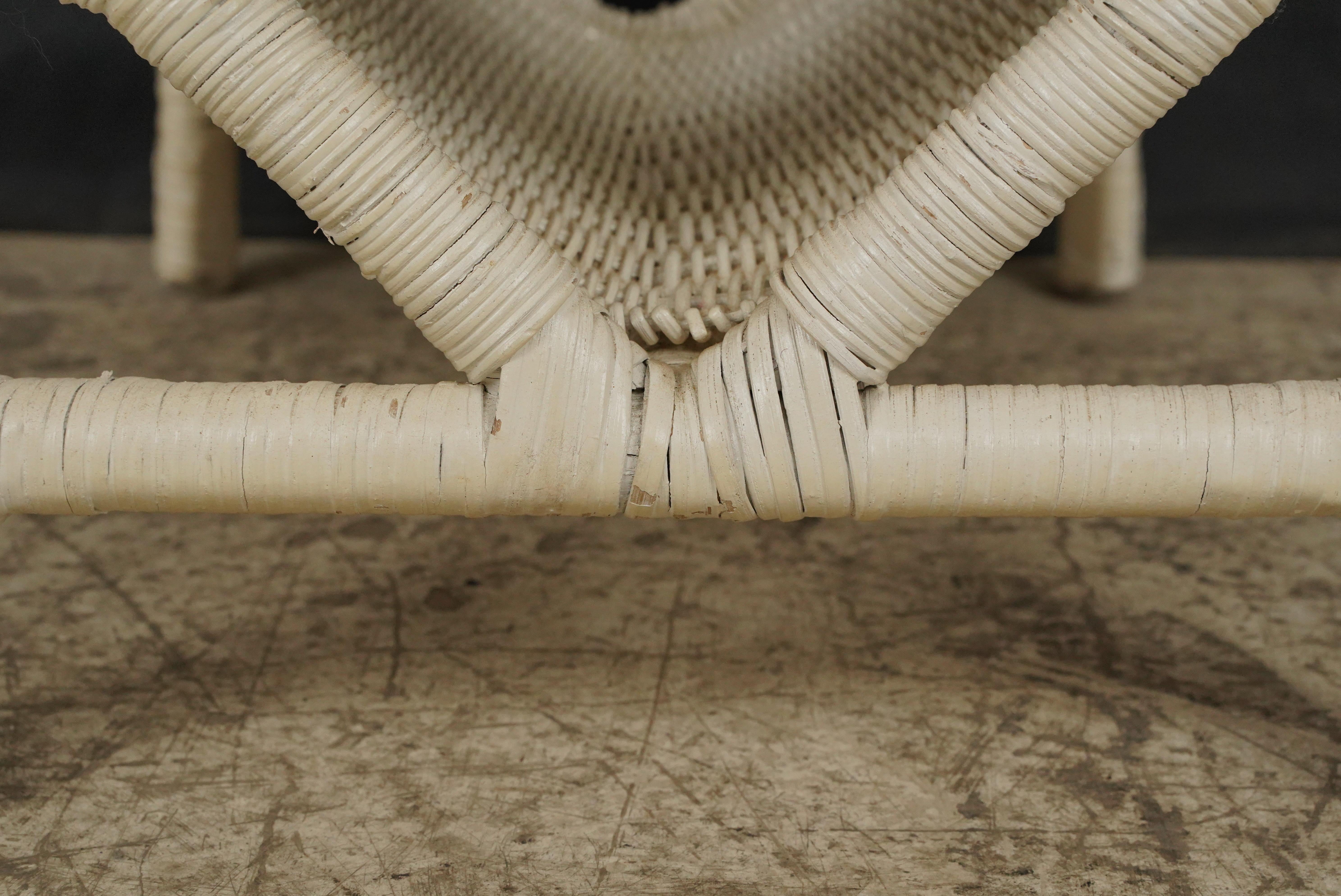 White Wicker Magazine End Table For Sale 8