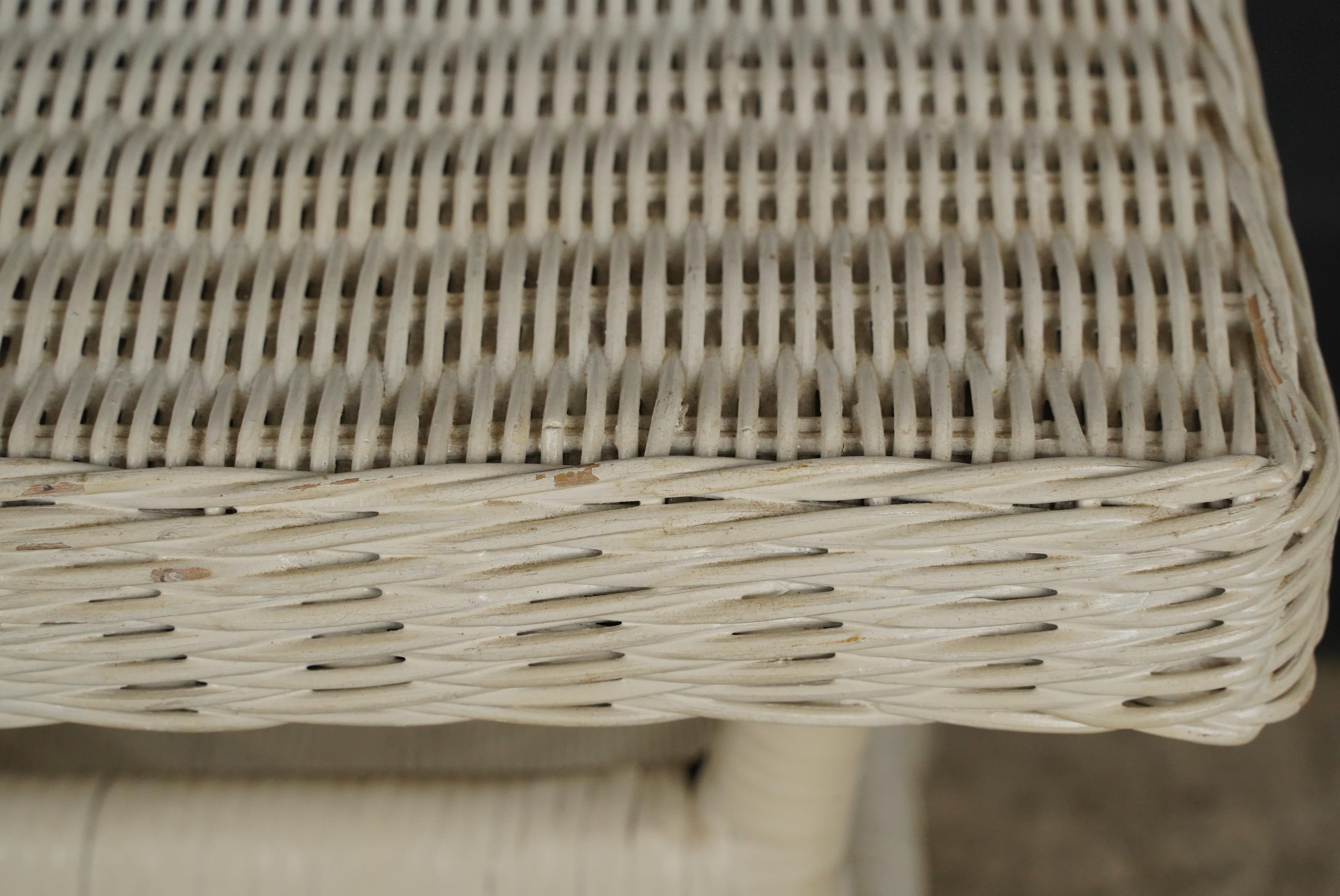 White Wicker Magazine End Table For Sale 5