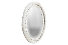 White Wicker Oval Wall Mirror