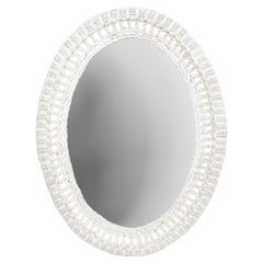 White Wicker Oval Wall Mirror